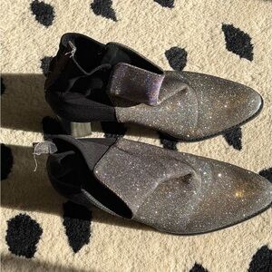 Stuart Weitzman Black and Gray Metallic Ankle Boots